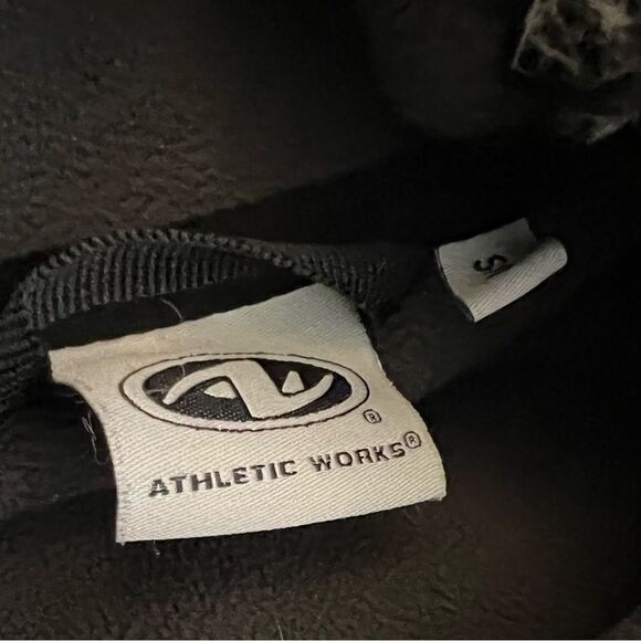 ATHLETIC WORKS Black Hooded Rain Fall Fleece Lined Zip Up Jacket Coat S - Picture 7 of 8